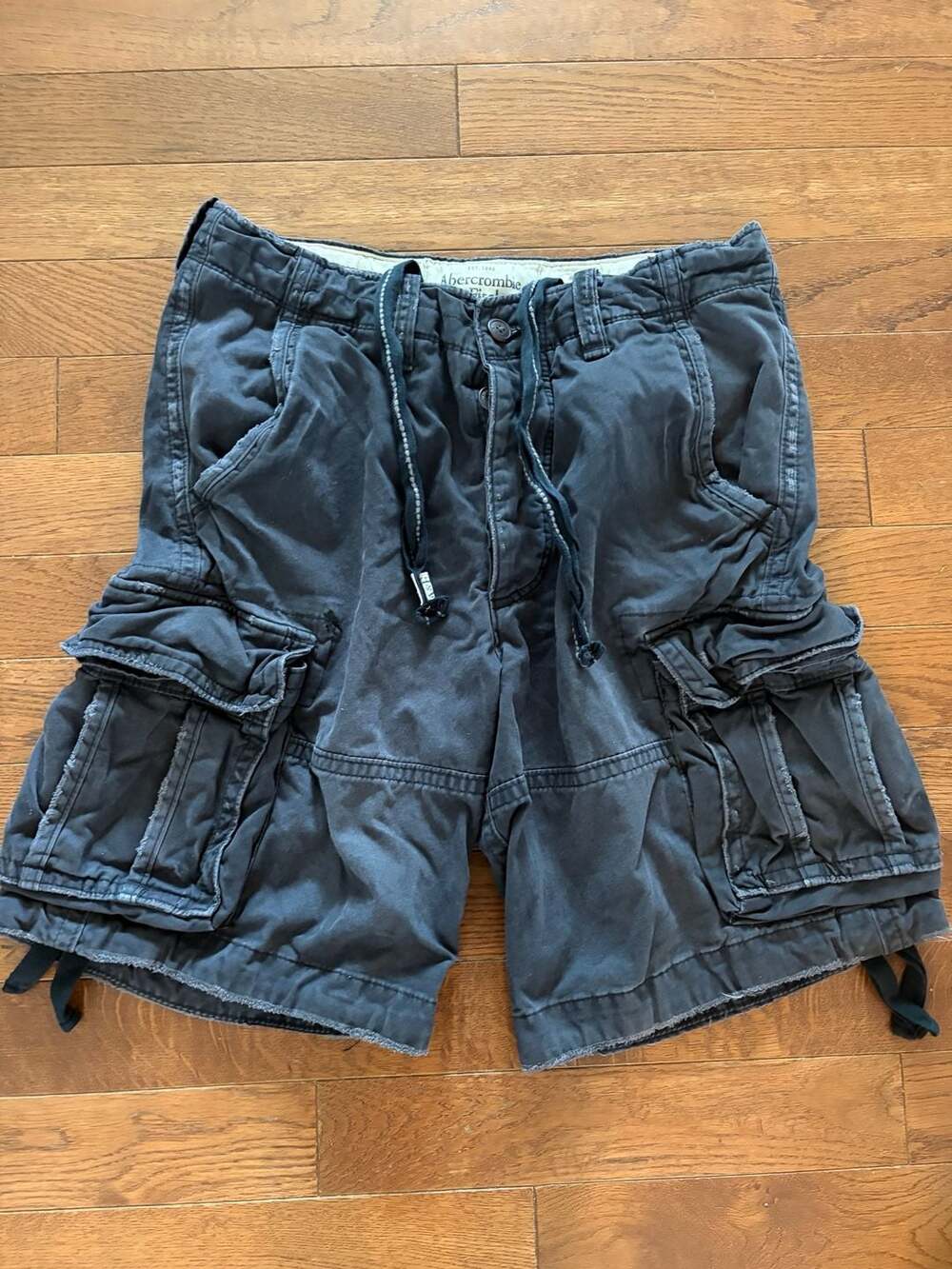 Vintage Y2K Abercrombie & Fitch Black Cargo Shorts Baggy Sz 36